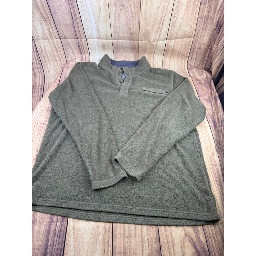 Free Fly Mens 2XL Performance Bamboo Fleece Pullover Snap Mock Neck Olive Green